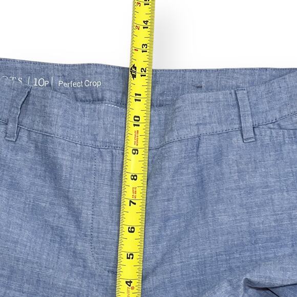 Talbots Pants Womens 10P Blue Perfect Crop Chambray Preppy Coastal Trousers - Picture 7 of 8